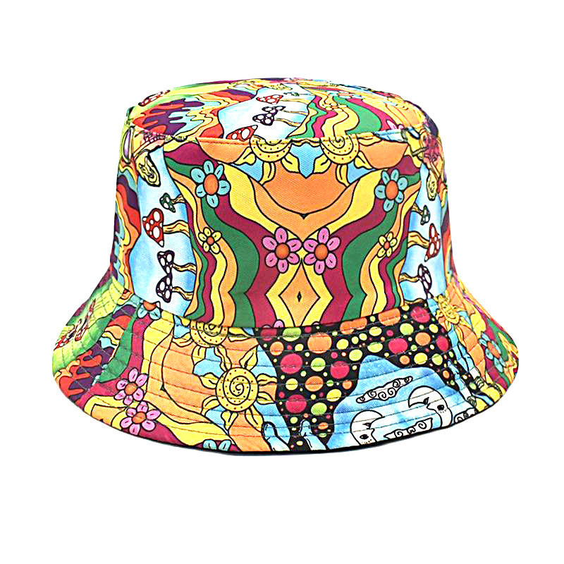 Sombrero de cubo de girasol bohemio de poliéster al por mayor
